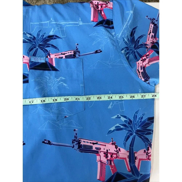 Retro Rifle Size 3XL The Palm Casual Button Down Shirt Graphic Tropical Patriot - Picture 4 of 6